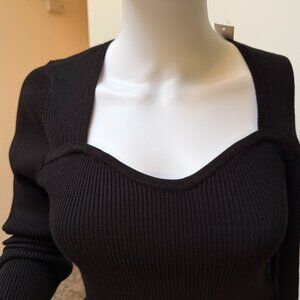 New With Tag Sexy Black Sweetheart Neckline Knit Sweater